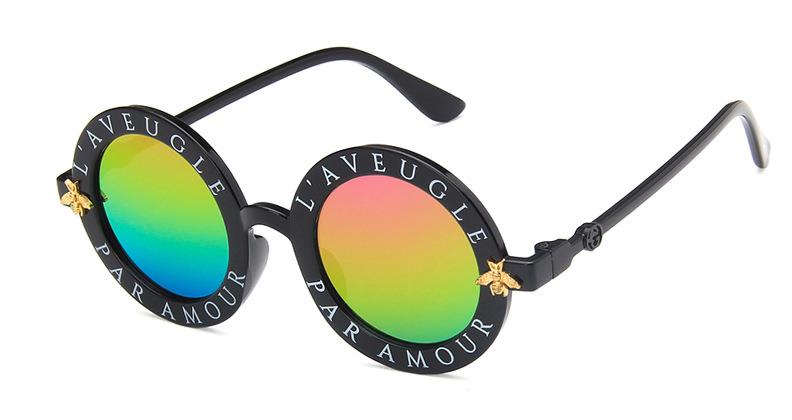 Kids Bee Sunglasses Retro Round Classic Letters Anti-UV Eyewear Glasses Baby Children Sunblock