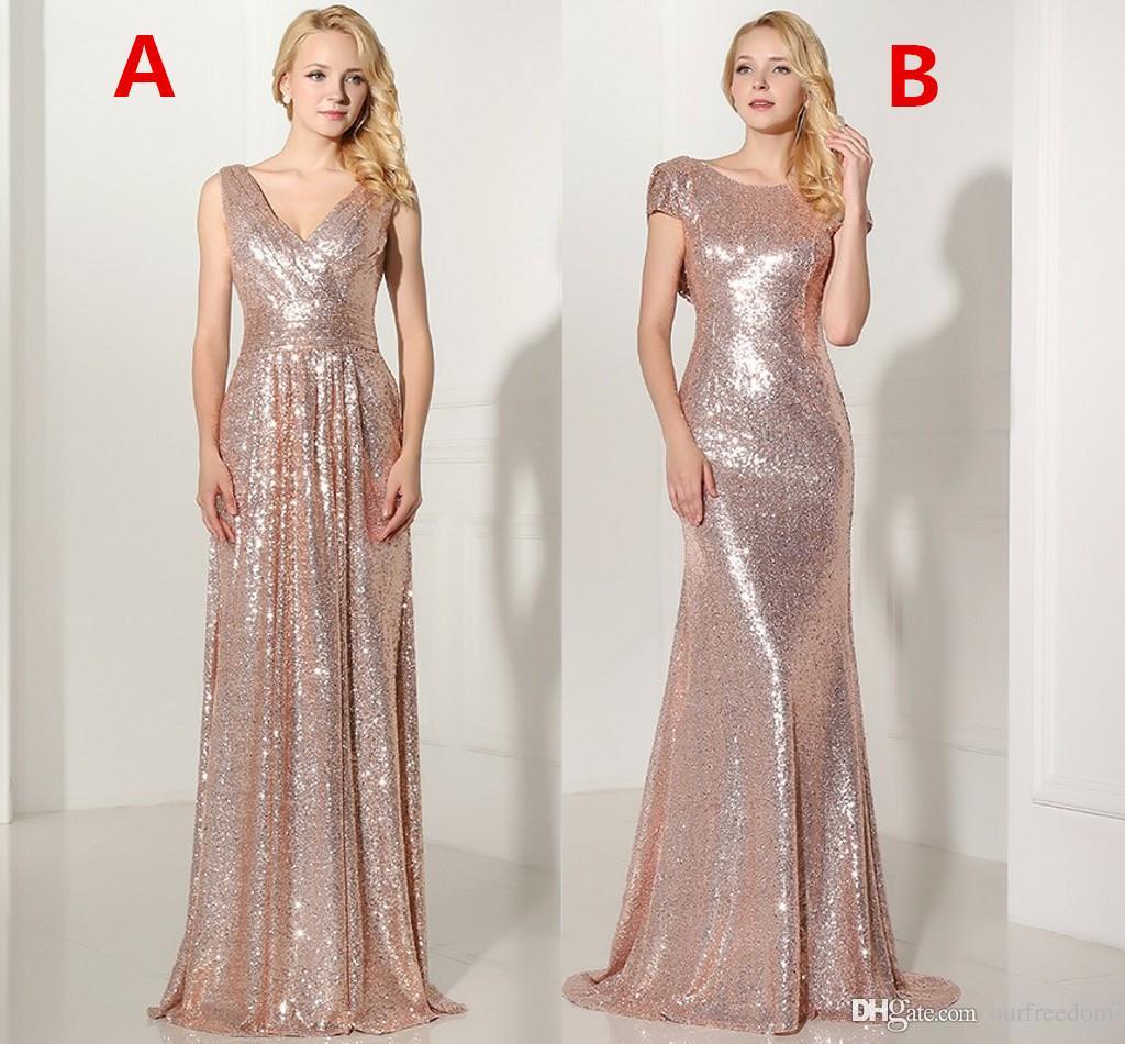 Real 2019 Rose Gold Sequined Long Bridesmaid Dresses Sexy V-neck Pleated Backless Formal Dress Party Vestido De Festa Longo SD349 SD347
Real 2019 Rose Gold Sequined Long Bridesmaid Dresses Sexy V-neck Pleated Backless Formal Dress Party Vestido De Festa Longo SD349 SD347