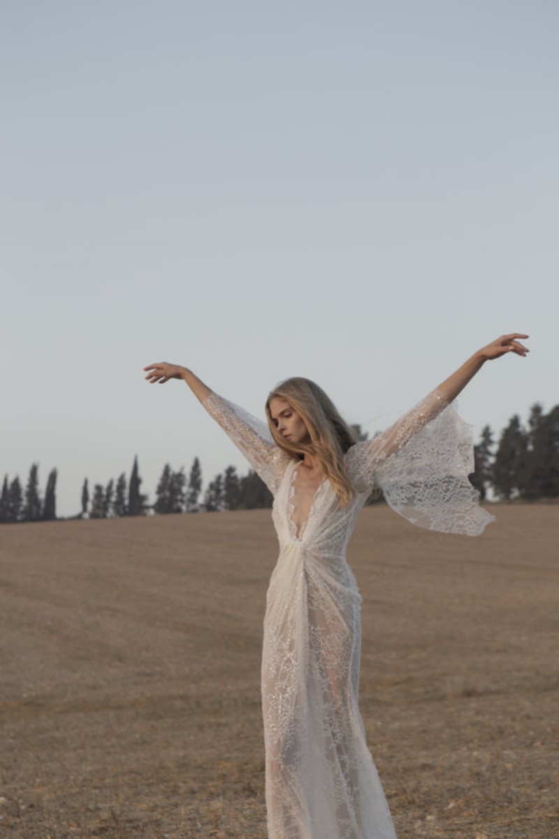 vneck wedding dresses long sleeve sequins lace thighhigh slits illusion bodice bridal gowns simple modern cheap sexy