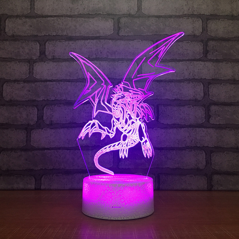 Yu Gi Oh Blue-Eyes White Dragon 3D Table Lamp Touch Control 7 Colors Changing Acrylic Night Light USB Decorative Kids Gifts