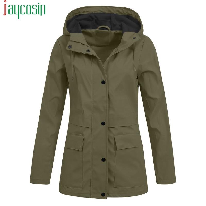 Women Long Waterproof Jacket Hooded Loose Large Pocket Long Sleeve Ladies Tops Plus Size Female Casual Outdoor Coats Raincoat