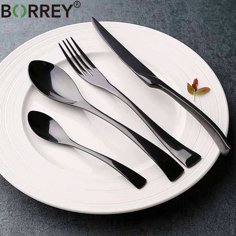BORREY 24Pcs Classic Cutlery Set Dinner Set Dinnerware Black Western Stainless Steel Cutlery Silver Spoon Fork Knife
BORREY 24Pcs Classic Cutlery Set Dinner Set Dinnerware Black Western Stainless Steel Cutlery Silver Spoon Fork Knife