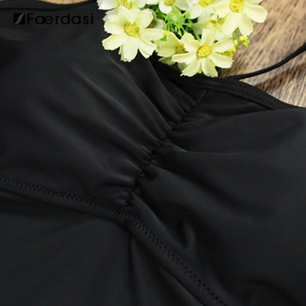 Fashion-Faerdasi One Piece SwimSuit Plus Size Swimwear Bathing Suit Swimsuit Monokini Women Push Up Black Color One-Piece