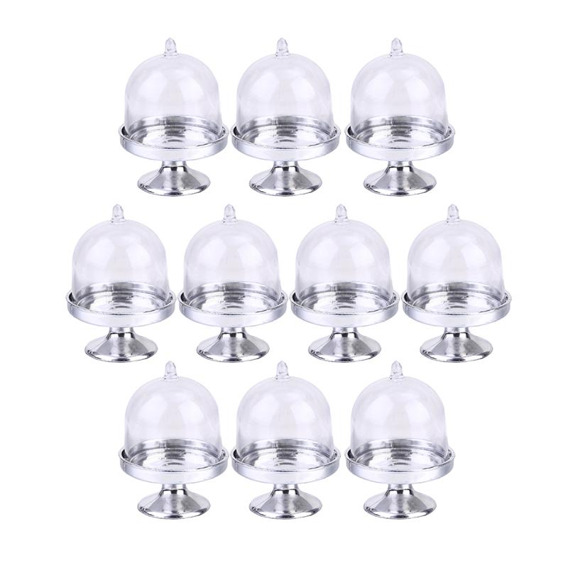10 Sets Cake Display Goblet Holder Portable Plastic Cakes Cup Dessert Mini Stand With Transparent Dome And Silver Bottom Plate
10 Sets Cake Display Goblet Holder Portable Plastic Cakes Cup Dessert Mini Stand With Transparent Dome And Silver Bottom Plate