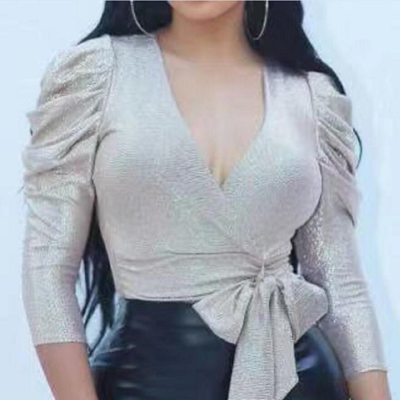 Hot sale sexy deep v-neck tight women clothes butterfly sleeve design lace-up tops high street fashion sexy shiny lady tops, Silver
Hot sale sexy deep v-neck tight women clothes butterfly sleeve design lace-up tops high street fashion sexy shiny lady tops, Silver