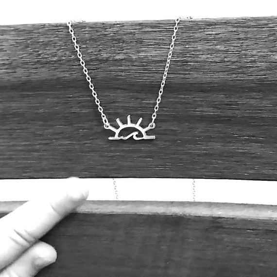 30PCS Sea Ocean Water Wave Sun Sunshine Necklace Geometric Sunrise Sunset Sundown Landscape Necklaces for Outdoor Beach Surfing Lover