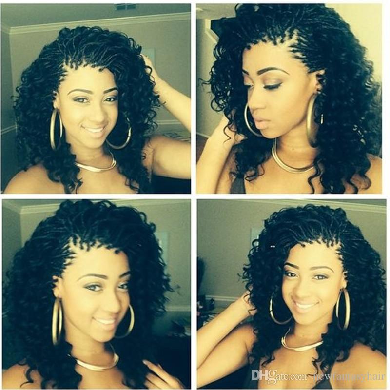 Fashion Style Black Box Braided Wigs For Black Women Simulation human hair Synthetic Lace Front Wig Natural Short Braids Wigs