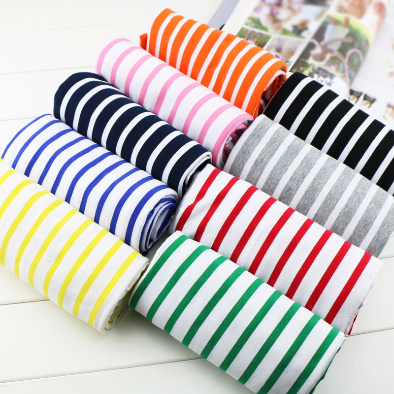 Classic Summer Thin Cotton Yarn-dyed Stripes stretch Knit Lycra fabric For T-shirt Dress Sweater Cloth does not fade