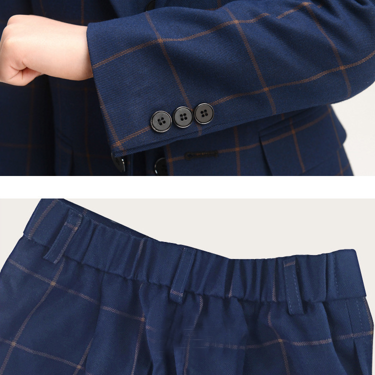 Handsome High Quality Boy's Formal Wear Classic Plaid 3 Pieces Boys Wedding Suits Kids Designer Clothes Boys