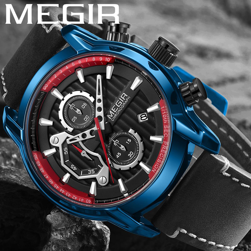 MEGIR New Watch Men Waterproof Chronograph Army Male Clock Top Leather Business Man Sport Wristwatch 2104, Me210401 without box
MEGIR New Watch Men Waterproof Chronograph Army Male Clock Top Leather Business Man Sport Wristwatch 2104, Me210401 without box