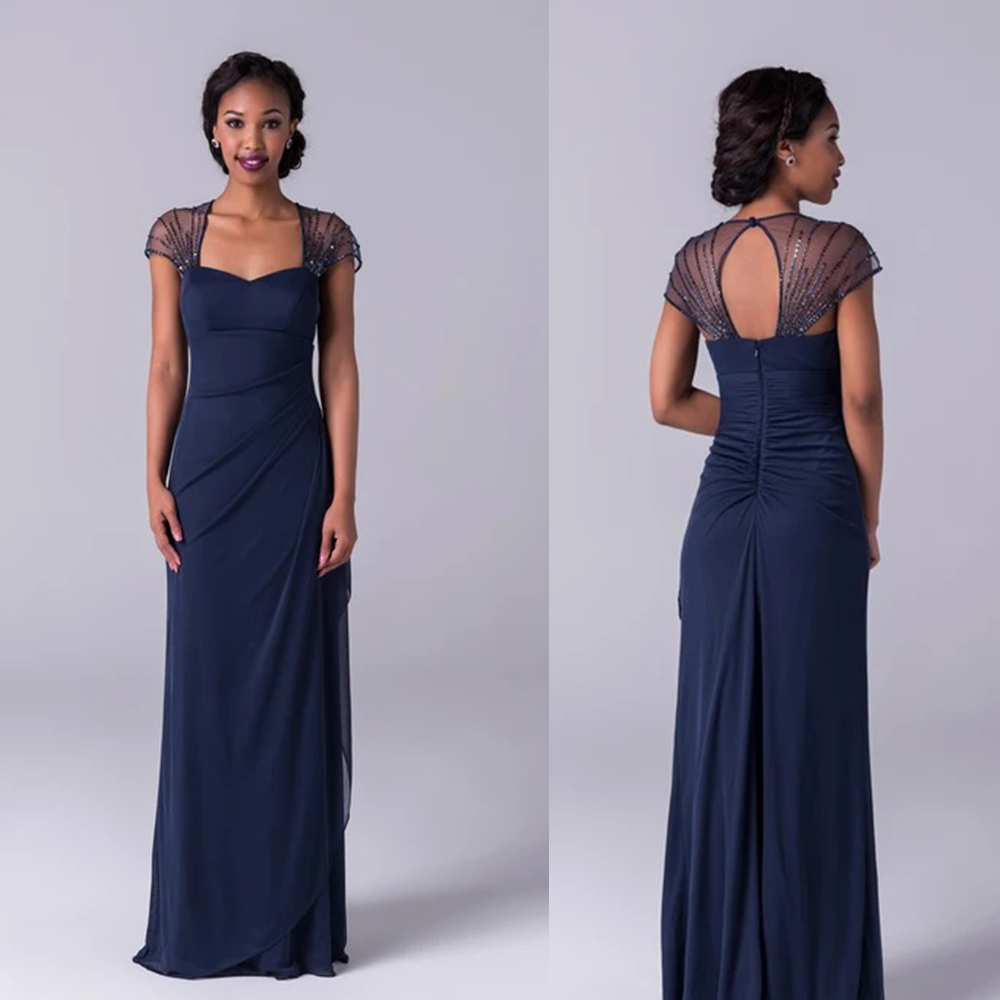 Navy Blue Glitter Wedding Guest Sweetheart Sleeveless Sequins Of The Bride Dress Ruched Floorlength Custom Made Mother Gown