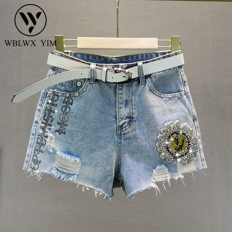 Fashion Rhinestones Denim Shorts Women High waist Hole Jeans Shorts Women Loose Plus Size Wide leg Short Jeans Casual Streetwear, Light blue
Fashion Rhinestones Denim Shorts Women High waist Hole Jeans Shorts Women Loose Plus Size Wide leg Short Jeans Casual Streetwear, Light blue