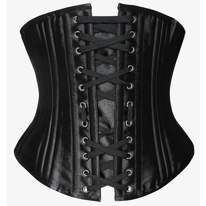 26 Steel Boned Plus Size Padded Waist Trainer Body Shaper Satin Underbust Corset Women Slim Modeling Strap Belly Slimming Sheath Belt Black