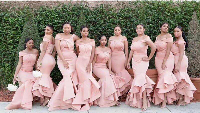 2019 New Pink Bridesmaid Dress Cheap Off Shoulder Summer Country Garden Formal Wedding Party Guest Maid of Honor Gown Plus Size Custom Made