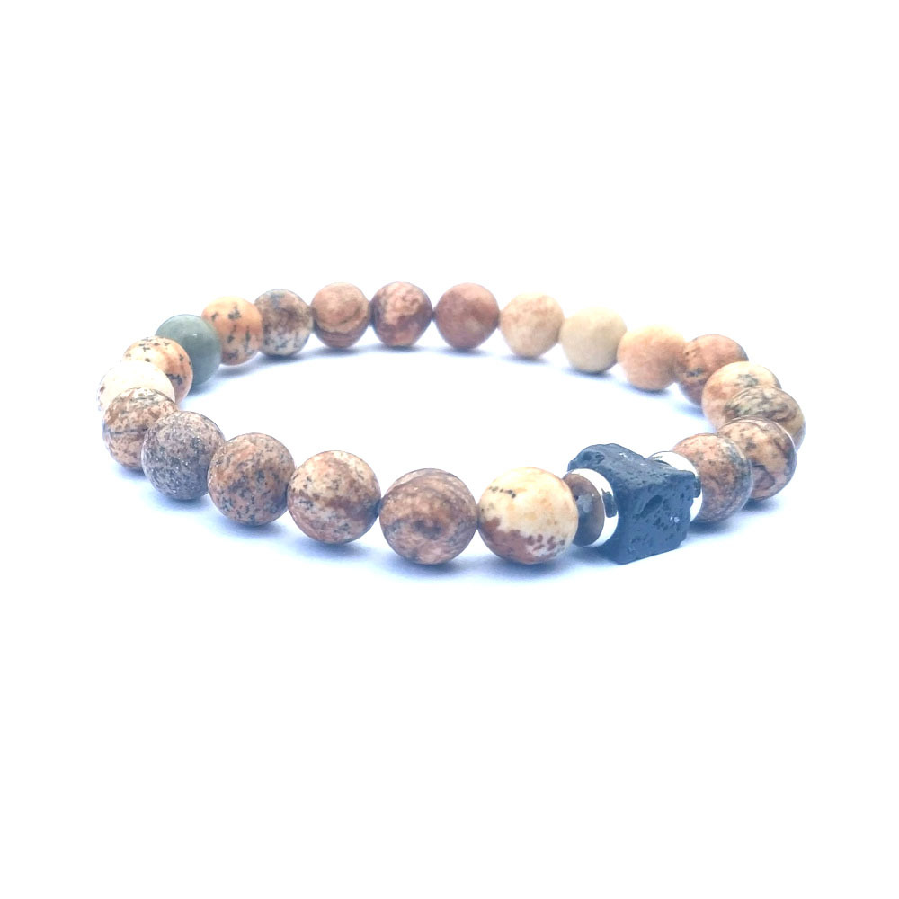 Natural stone bracelet men and women stainless steel healing energy wrist jewelry