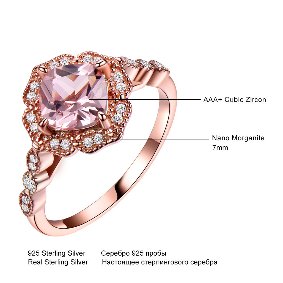 UMCHO 925 Sterling Silver Ring Set Female Morganite Engagement Wedding Band Bridal Vintage Stacking Rings For Women Fine Jewelry CJ191210