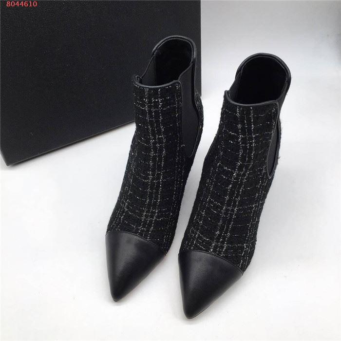 Hot Sale- chain heel ankle boots,Plaid shoes with pointed wedge heels and high heels boots,heel-height 8 cm