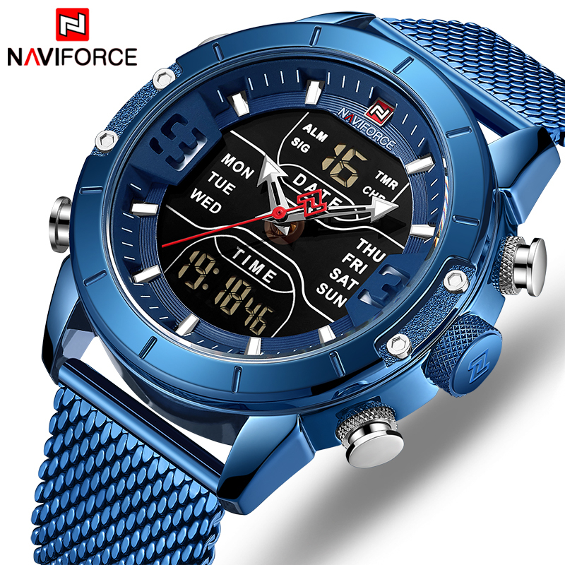 NAVIFORCE Men Watch Top Luxury Brand Man Military Sport Quartz Wrist Watches Stainless Steel LED Digital Clock Relogio Masculino LY191206, Silver black
NAVIFORCE Men Watch Top Luxury Brand Man Military Sport Quartz Wrist Watches Stainless Steel LED Digital Clock Relogio Masculino LY191206, Silver black