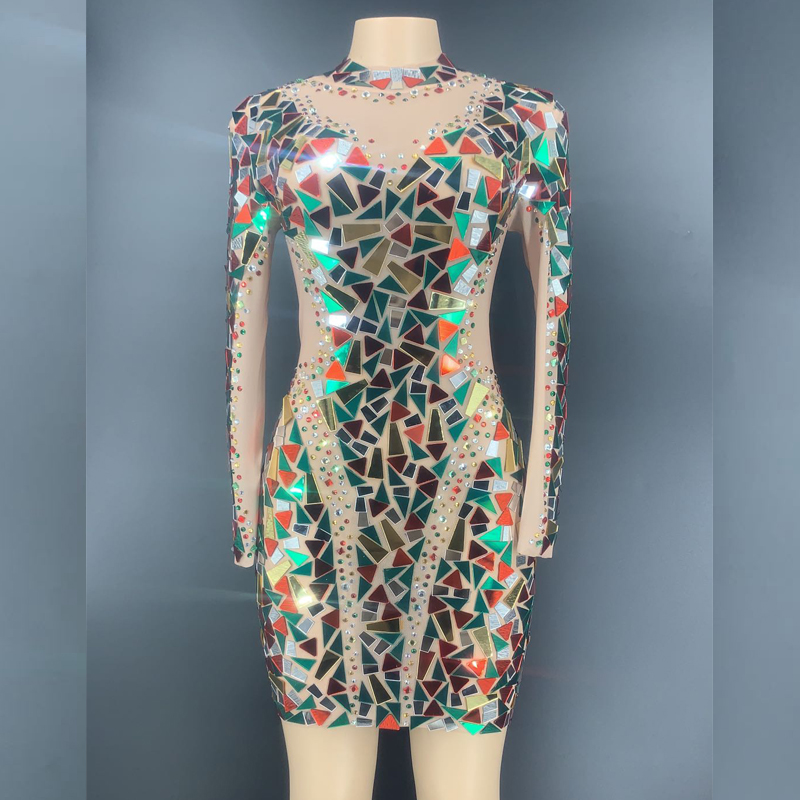 2020 New Multi-color Sparkly Rhinestones Transparent Mesh Dress Long Sleeves Birthday Celebrate Outfit Dress Women Dance Show, Dress 2
2020 New Multi-color Sparkly Rhinestones Transparent Mesh Dress Long Sleeves Birthday Celebrate Outfit Dress Women Dance Show, Dress 2