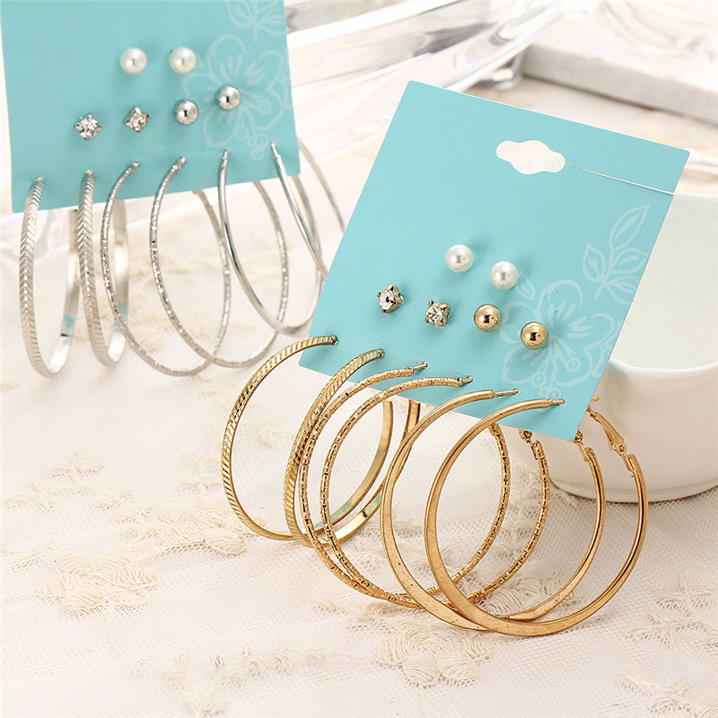 6 Pairs/Set Fashion Gold Silver Earrings Women Punk Analog Pearl Crystal Heart Ear Studs Party Earing Jewelry Jewelry Lady Suit, Golden;silver
6 Pairs/Set Fashion Gold Silver Earrings Women Punk Analog Pearl Crystal Heart Ear Studs Party Earing Jewelry Jewelry Lady Suit, Golden;silver
