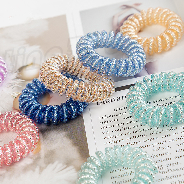 Multi colors 3.9 cm chain Telephone Wire Hair Tie fashion Jelly Hair Rope Candy Color large size Telephone Wire Haircircle T9I00269
