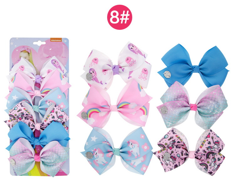 JoJo Clips Jojo Siwa Hair Bows Rainbow Unicorn Hair Bows with Alligator Clip Grosgrain Ribbin Handmade Hairgrips Hair Accessories HC141