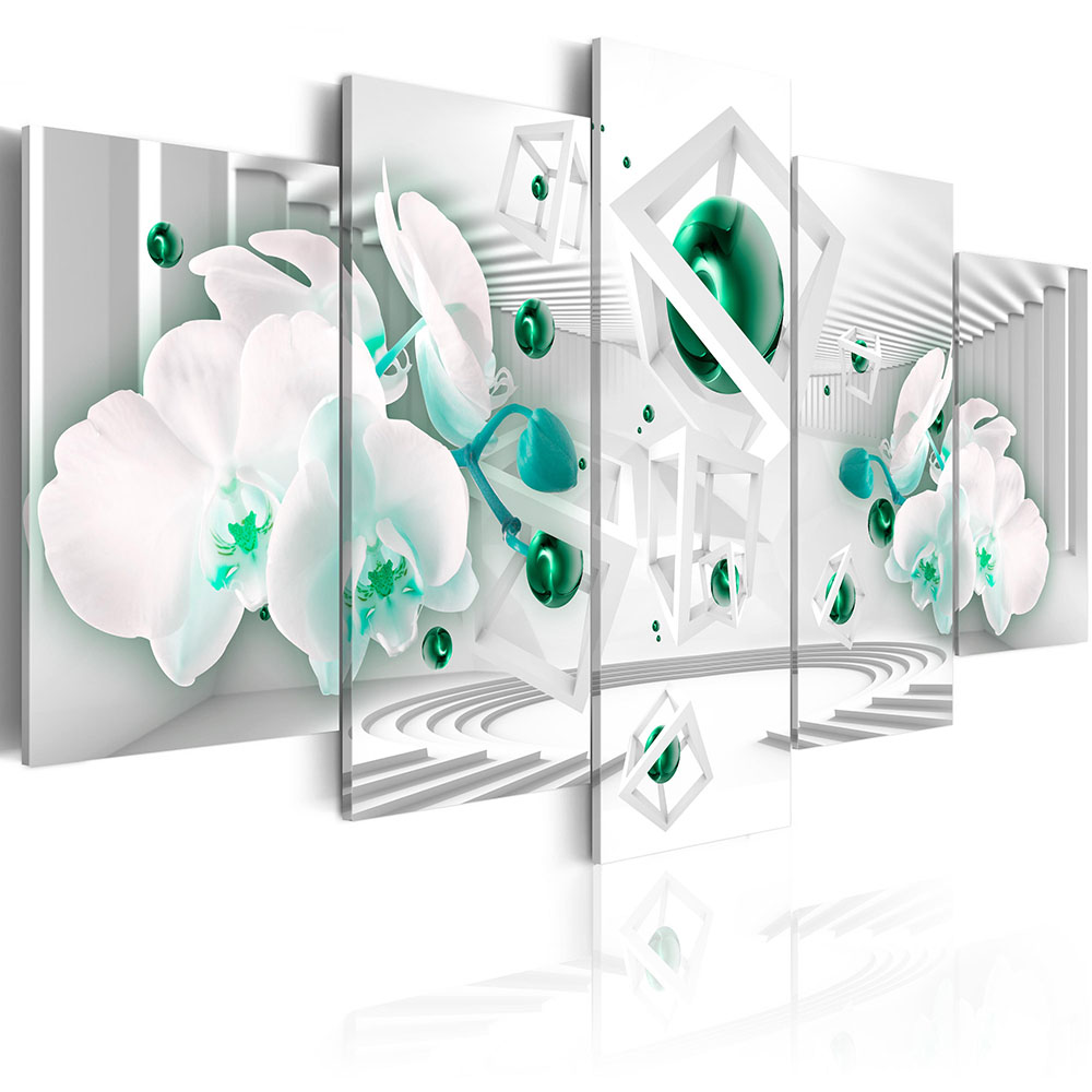 Fashion Wall Art Canvas Painting 5 Pieces Orchid Flower Modern Home Wall Decor for Living Room Gift ( No Frame)