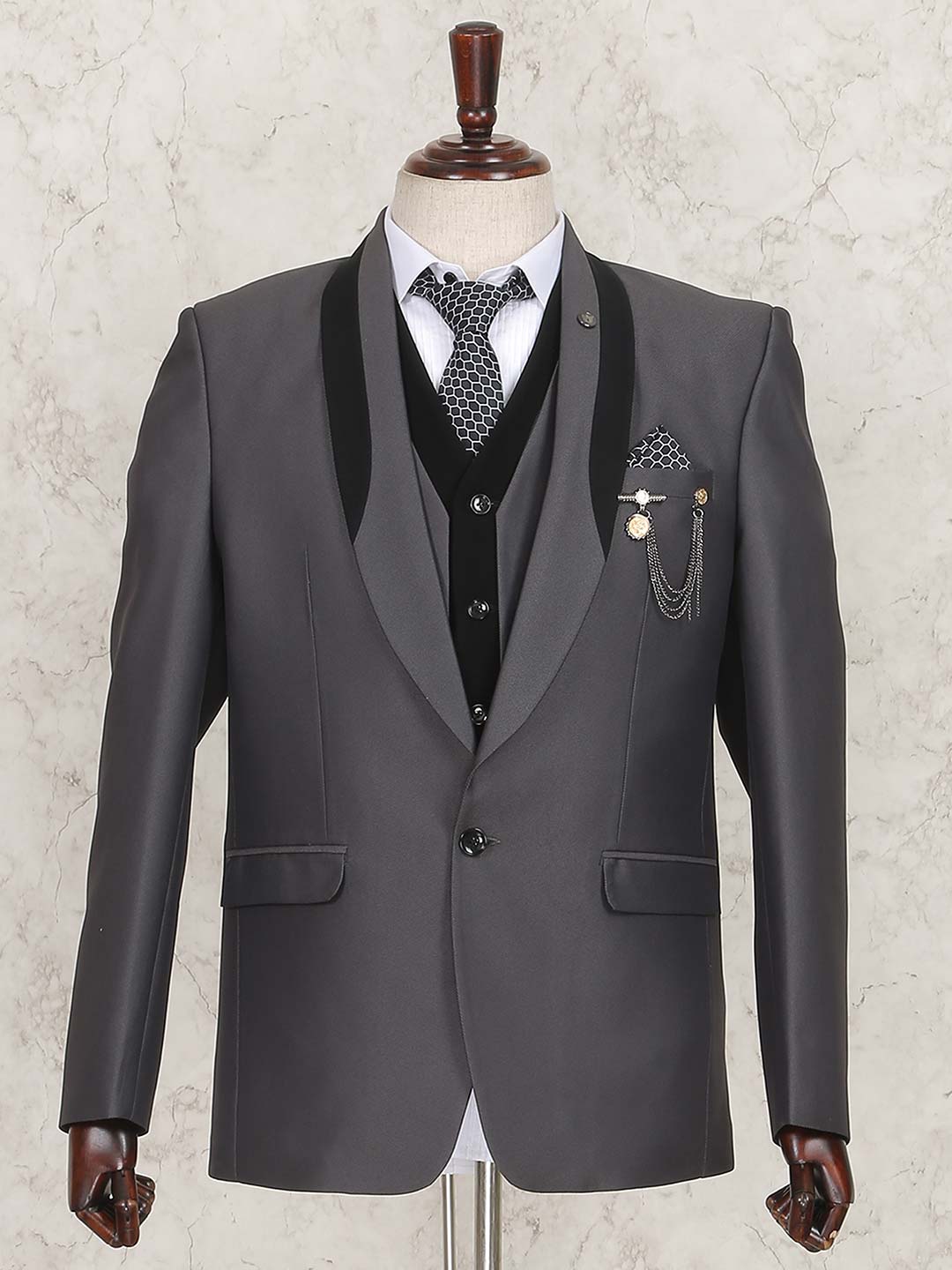 High Quality Mens Wedding Tuxedos Shawl Lapel Slim Fit One Button Groom Wear Formal Party Prom Men Suit Blazer(Jacket+Pants)