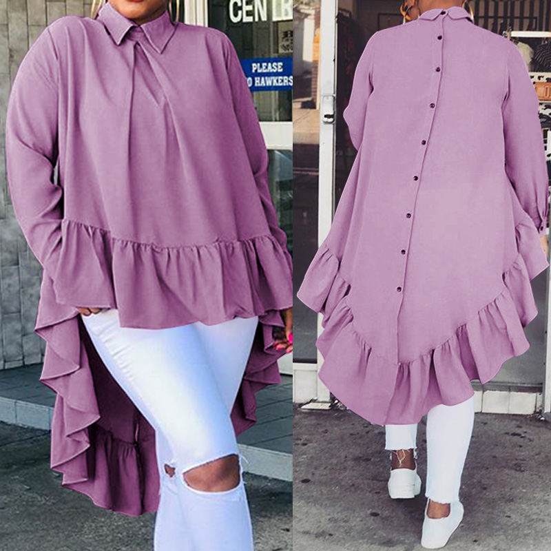 Celmia Women Asymmetrical Tops 2020 Fashion Solid Back Buttons Ruffles Shirts Long Sleeve Lapel Casual Blouses Ladies Blusas 5XL, Light purple
Celmia Women Asymmetrical Tops 2020 Fashion Solid Back Buttons Ruffles Shirts Long Sleeve Lapel Casual Blouses Ladies Blusas 5XL, Light purple