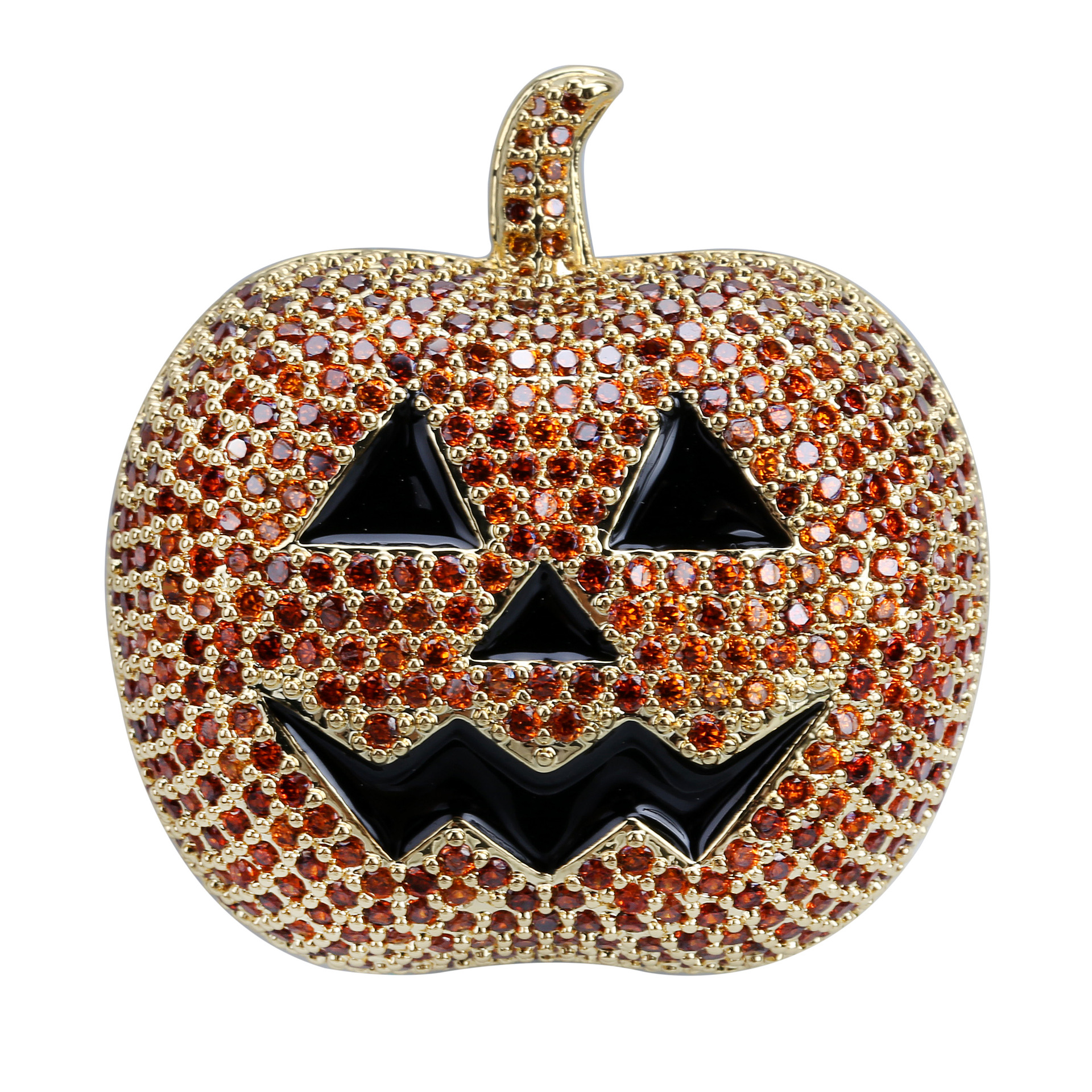 New Fashion Jack O Lantern Pendant Necklace 18K Gold Plated Halloween Twist Chain Iced Out CZ Cubic Zirconia Hip Hop Cosplay Party Jewelry Gifts for M