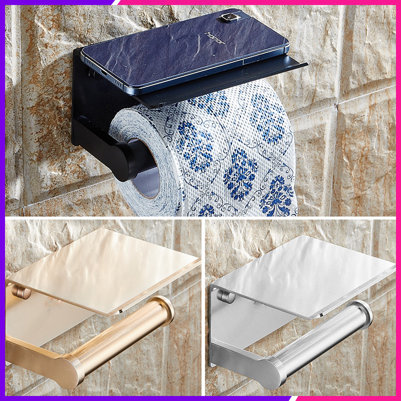 Black Toilet Roll Holder with Phone Shelf Tray Rack Space Aluminum Paper Holder Bathroom Paper Towel Rack Bathroom Accessories T200425
Black Toilet Roll Holder with Phone Shelf Tray Rack Space Aluminum Paper Holder Bathroom Paper Towel Rack Bathroom Accessories T200425