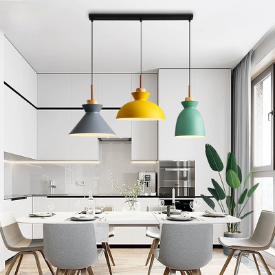 Set of 3 Dining Table Lamp Lights Macaroon Colorful LED Modern Pendant Lamp Hanglamp for Kitchen Island Ceiling Room Lighting