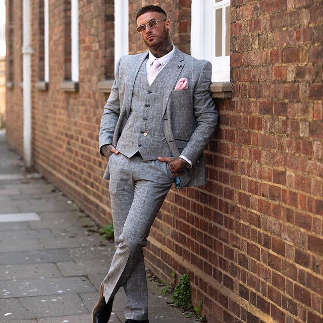 Fashion Brand Classic Check Groom Tuxedos Notached Lapel Two Button Groomsmen Mens Wedding Party Jacket Blazer 3 Piece
