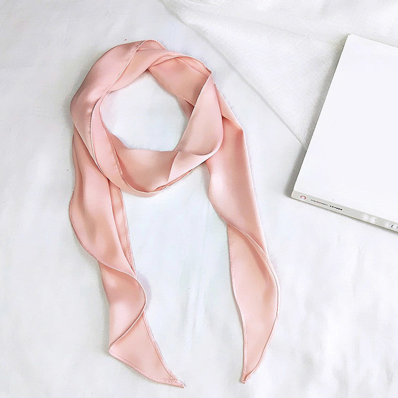 Women Ladies Fashion Square Scarf Head Neck Silk Feel Elegant Small Skinny Satin Hair Tie Band pashmina solid color bandana D19011106