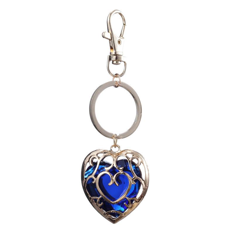 Legend Of Zelda Keychain Fashion Love Heart Shape Pendant Key Rings Bag Charms Car Keys Holder With Rhinestone Chain Necklace Gifts Jewelry Accessorie