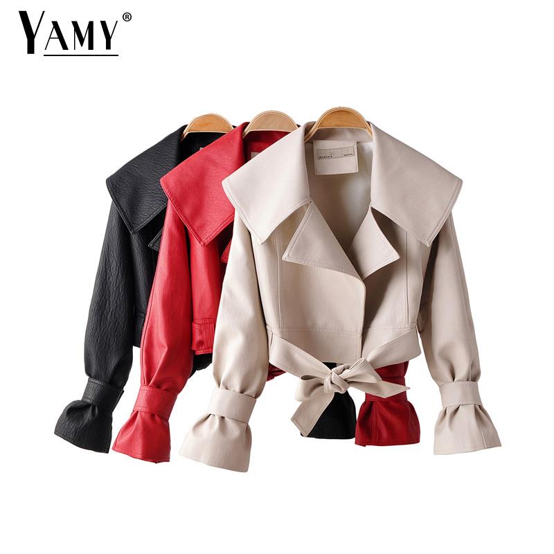 Red leather jacket women turn down collar biker jacket modis bow flare sleeve black coat streetwear womens clothes fall 2019
Red leather jacket women turn down collar biker jacket modis bow flare sleeve black coat streetwear womens clothes fall 2019