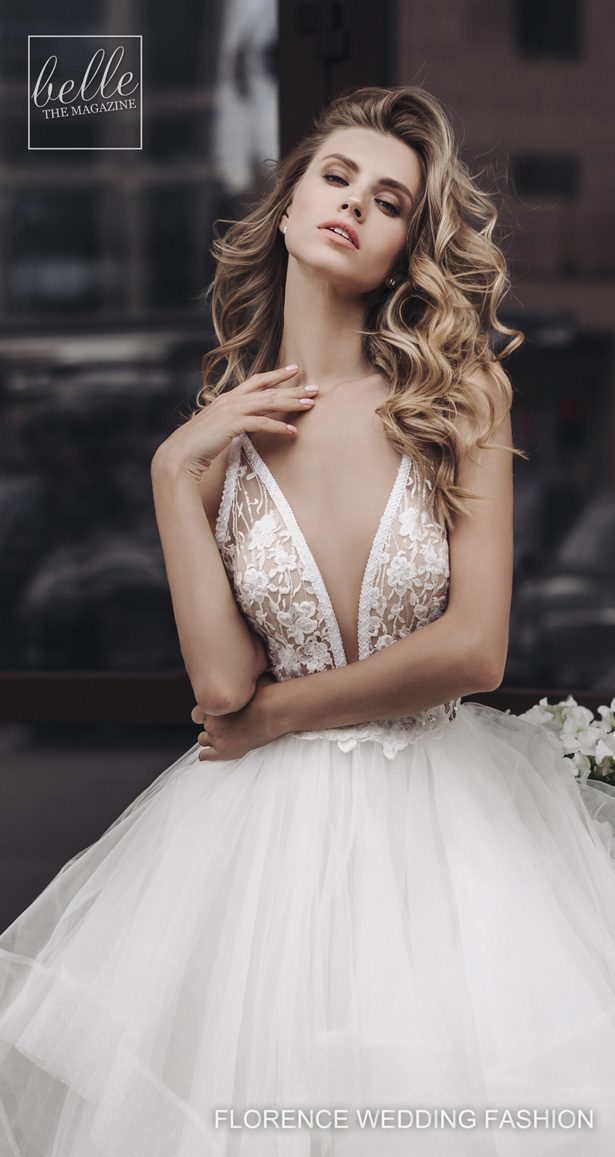 bohemian florence wedding dresses v neck lace ruffles tiered skirts backless bridal gowns plus size beach robe de marie