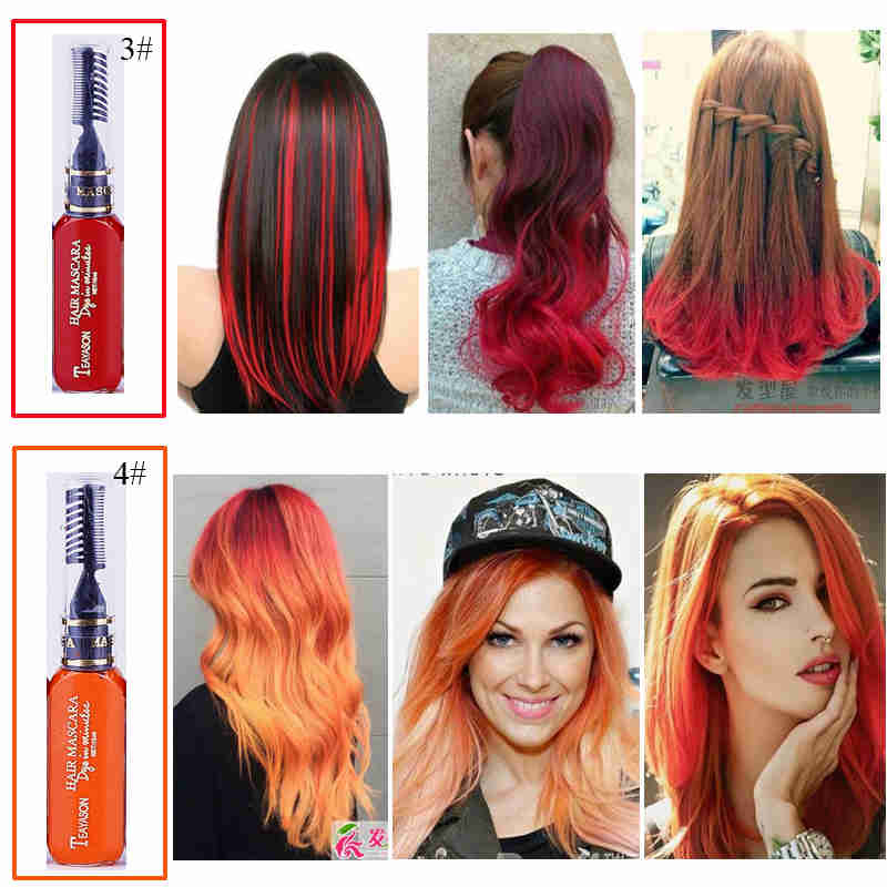 TEAYASON 13 Colors One-time Hair Color Hair Dye Temporary Non-toxic DIY Hair Color Mascara Dye Cream Blue Grey Purple