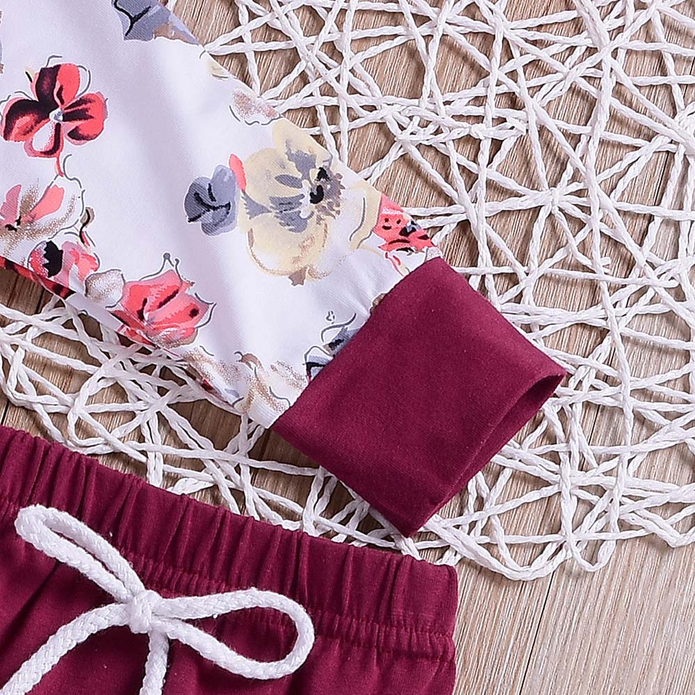 Fashion Baby clothes Boy Girl Clothing Set 2Pcs Floral Tops Hoodie Pants Outfits Set Clothes Winter clothes for children