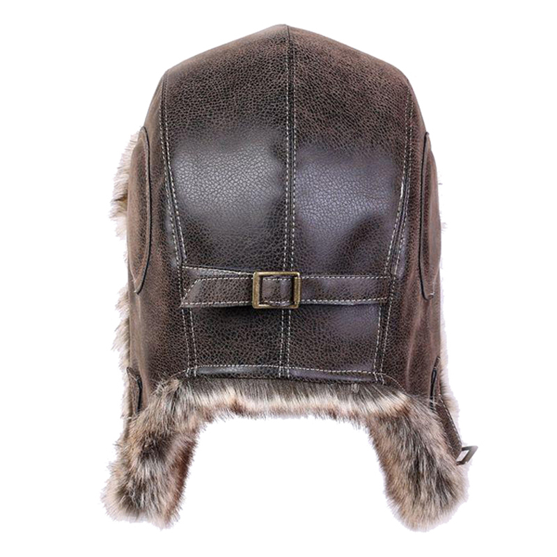 Winter Bomber Hats Plush Earflap Russian Ushanka with Goggles Men Women's Trapper Pilot Hat Faux Leather Fur Snow Caps LY191228