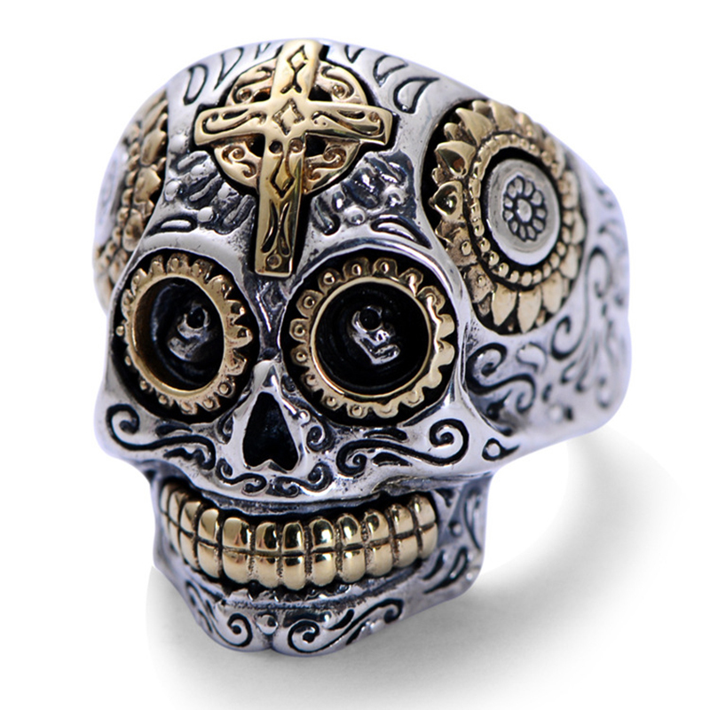 Real Solid 925 Sterling Silver Skull Rings For Men Retro Pure Gold Color Cross And Sun Fower Engraved Vintage Punk Jewelry C18122801
Real Solid 925 Sterling Silver Skull Rings For Men Retro Pure Gold Color Cross And Sun Fower Engraved Vintage Punk Jewelry C18122801