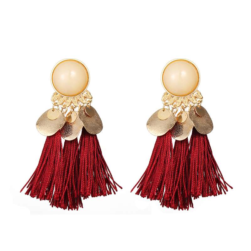 Alloy resin tassel earrings ladies hanging earrings retro style fashion jewelry birthday Valentine's Day Easter gift