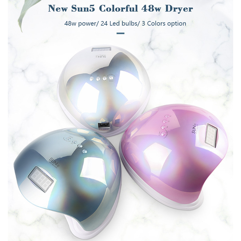 SUN5 48W Dual UV LED Nail Lamp Nail Dryer Gel Polish Curing Light with Bottom 30s/60s Timer LCD display LY191228