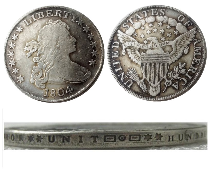US 1804 Draped Bust Dollar Heraldic Eagle Silver Plated Copy Coins metal craft dies manufacturing factory Price
US 1804 Draped Bust Dollar Heraldic Eagle Silver Plated Copy Coins metal craft dies manufacturing factory Price