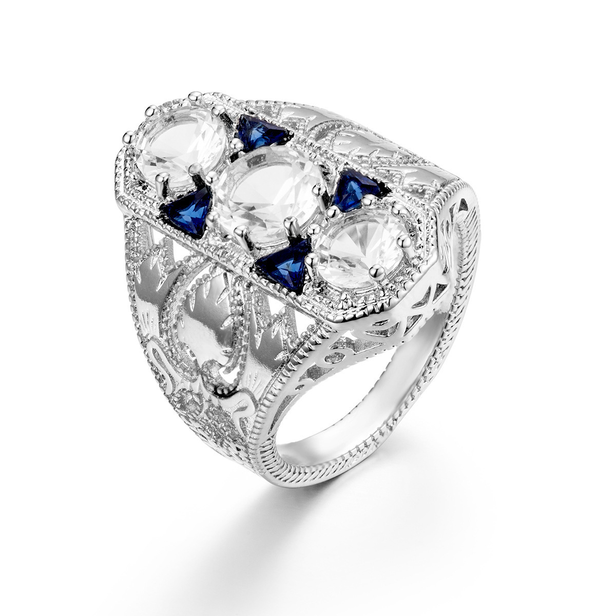 Exaggeration Court Light Luxurious Support Palmer Stone Blue Ring Decorative Pattern Hollow Out Accessories Product Woman
Exaggeration Court Light Luxurious Support Palmer Stone Blue Ring Decorative Pattern Hollow Out Accessories Product Woman