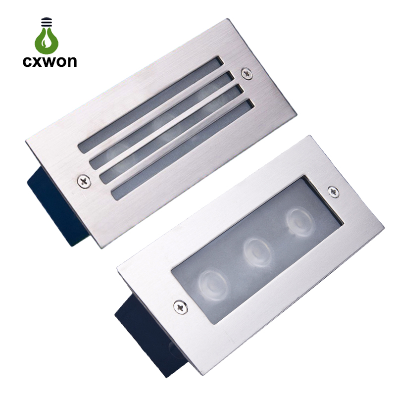 Recessed LED Step Stair Light 3W AC85-265V Aluminum 3000K 6000K Underground Lamp Floor Garden Outdoor Inground lighting
