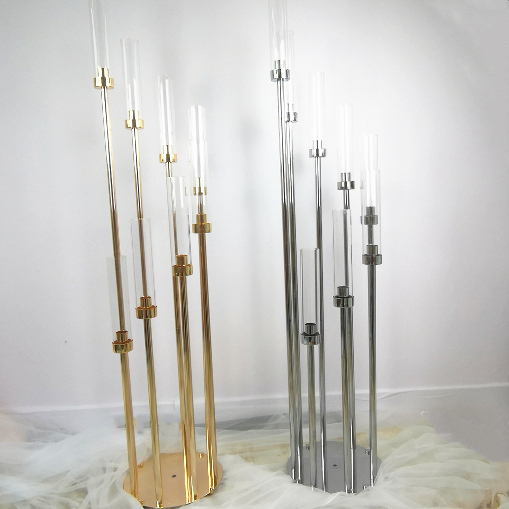 Metal Candle Holders Round Base Candlestick Table Candelabrum Wedding Centerpiece Candelabra Party Luxury Christmas Home Decoration XJ260305