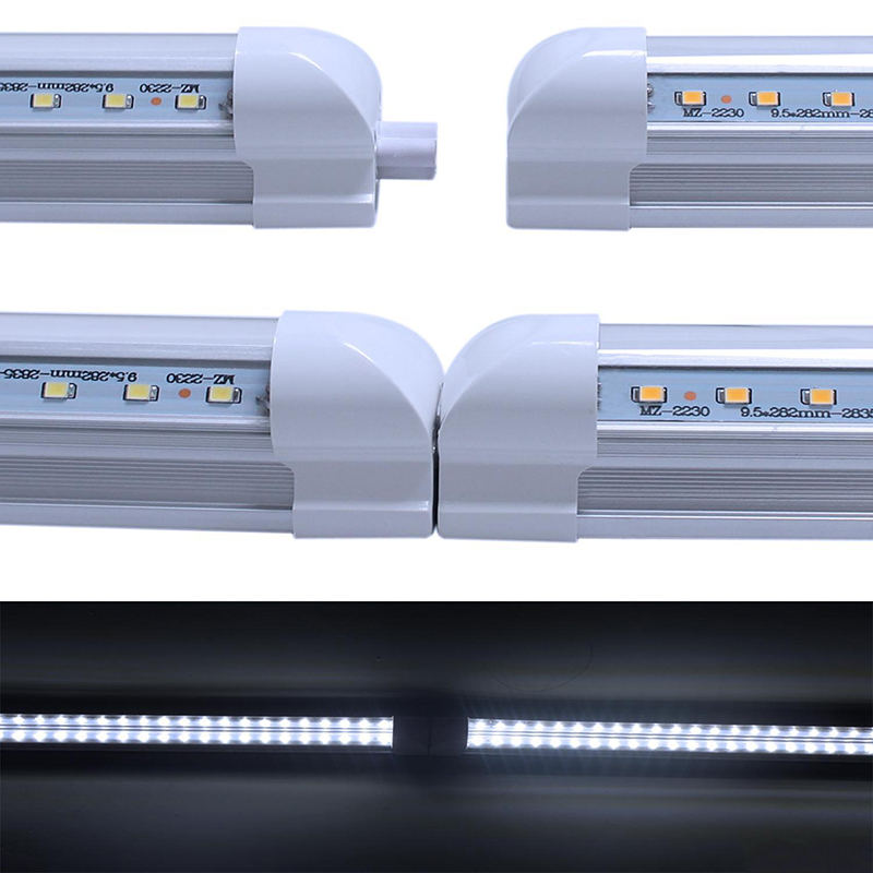 T8 Integrated 8 Feet 72 Watt V Shaped LED Tubes Shop Lights 6000K Clear Lens Plug and Play Tube Light for Cooler Freezer