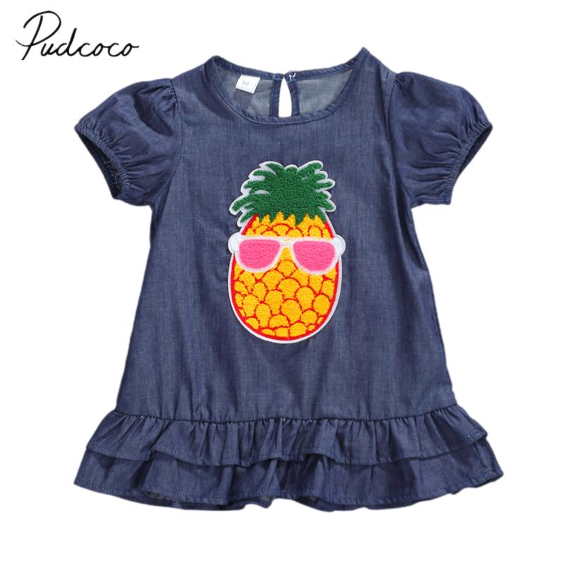 2020 Baby Summer Clothing Infant Baby Girls Denim Color Dress Short Sleeve Pineapple Coil Printed Ruffled Dress Cute Clothes, As pic
2020 Baby Summer Clothing Infant Baby Girls Denim Color Dress Short Sleeve Pineapple Coil Printed Ruffled Dress Cute Clothes, As pic