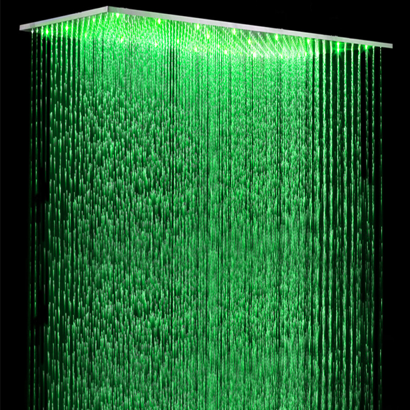 Ceiling LED Shower Head Bathroom Large Rain Overhead Panel 304 Stainless Steel Brushed Finish Showerheads 500*1000MM or 400*800MM